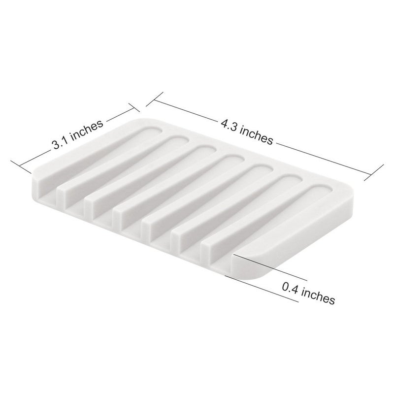 Anwenk Flexible Silicone Soap Dish Shower Waterfall Tray Saver Holder Drainer for Shower/Bathroom/Kitchen/Counter Top, Keeps Soap Bars Dry and Clean, Easy to Clean - White, 2 Pack - Image 5